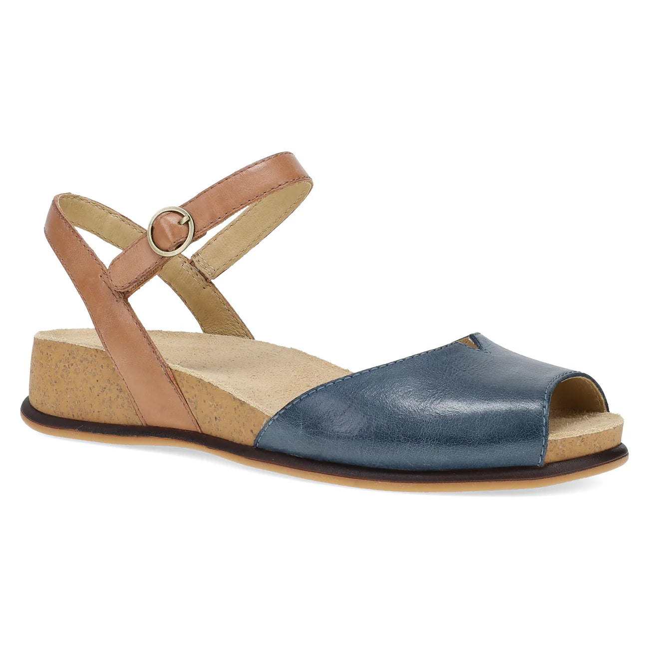 Cass Classy Peep-Toe In Blue/Tan