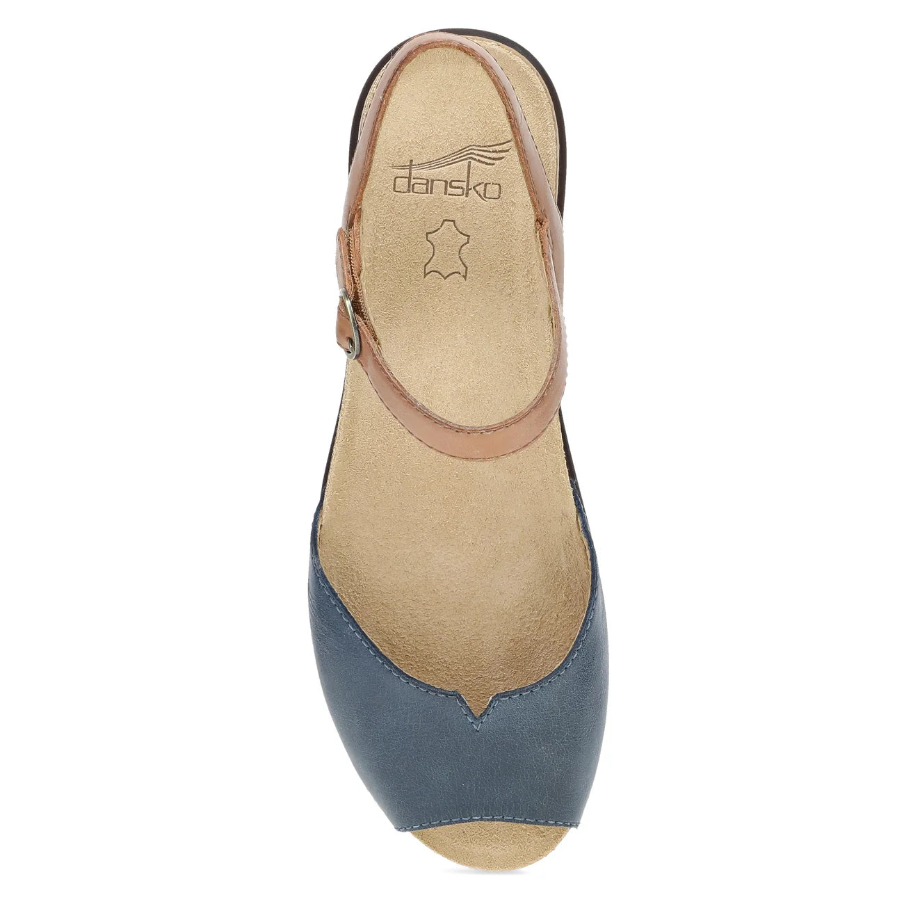 Cass Classy Peep-Toe In Blue/Tan
