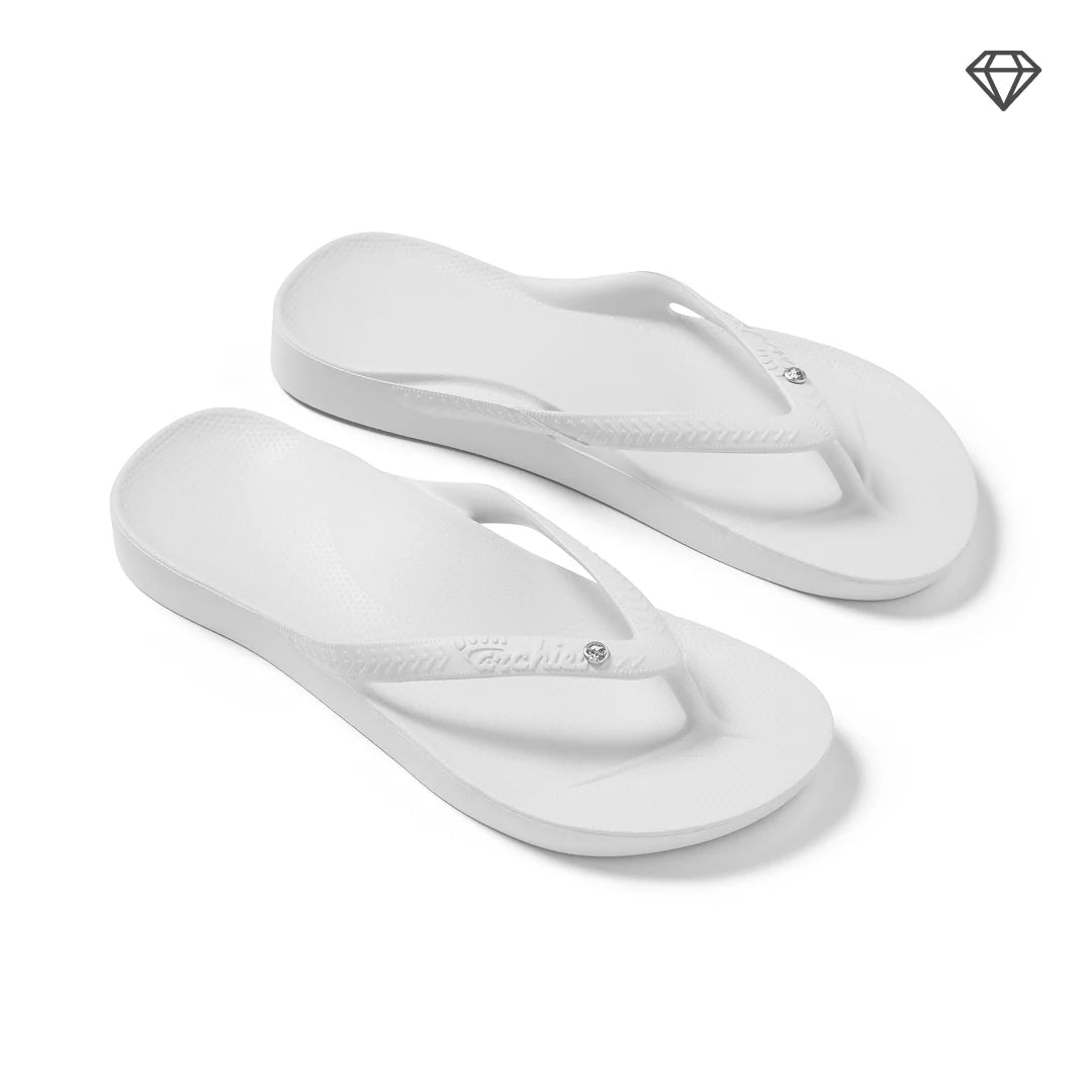 Archies Arch Support Flip Flops in Crystal White