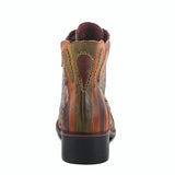 Benatar Rainbow Stitched Leather Zipper Boot in Brown Multi