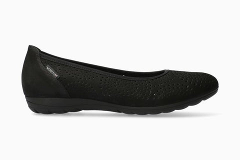 Elsie Perf Ballerina Shoe in Black Leather