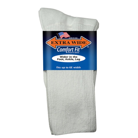 Extra Wide Sock Co. Athletic Crew in White