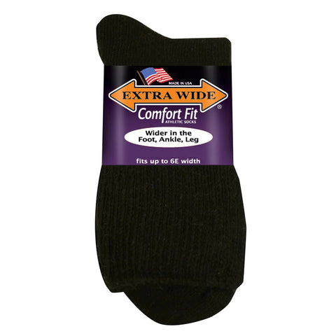 Extra Wide Socks Co. Athletic Quarter Sock in Black