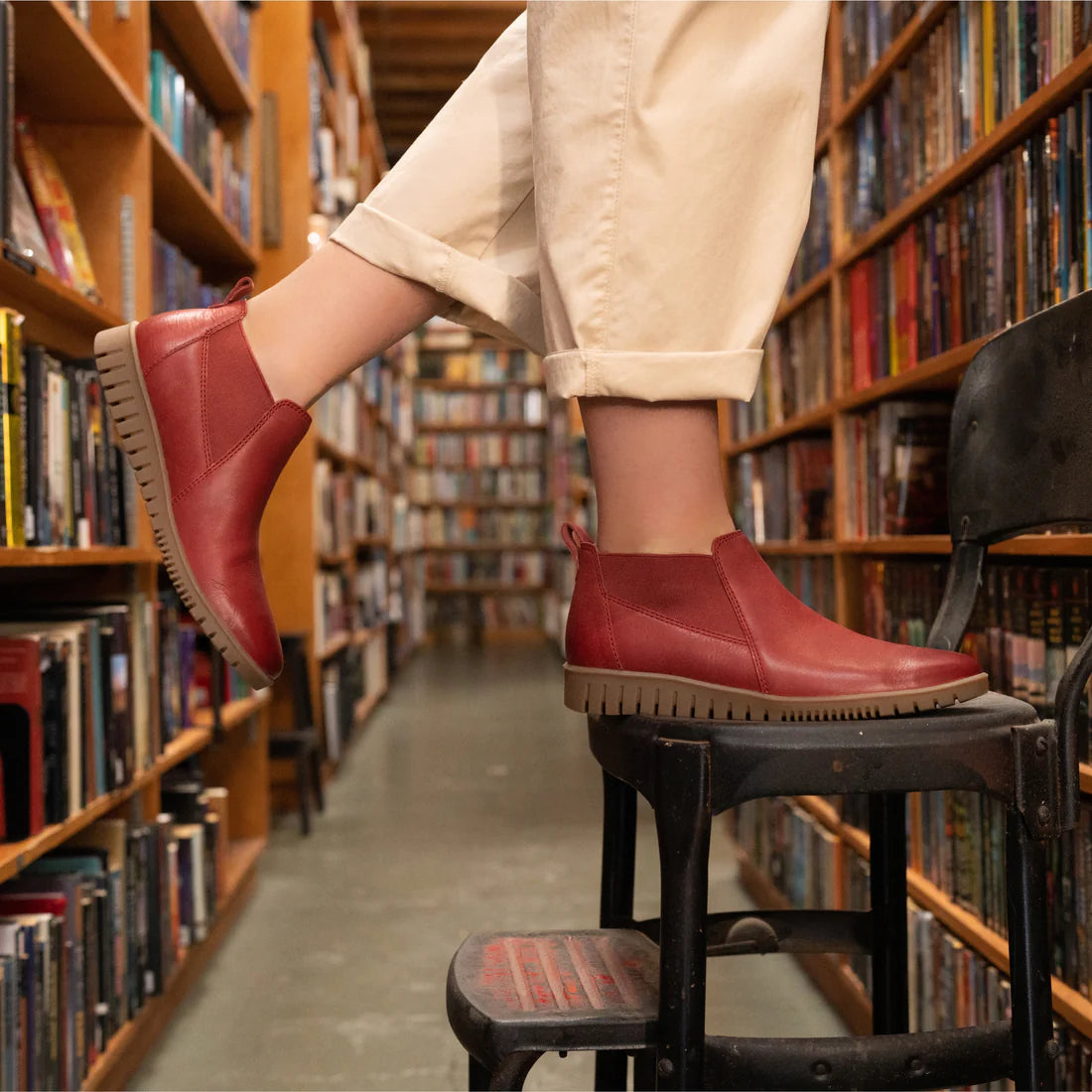 Louisa Leather Chelsea Boot in Red