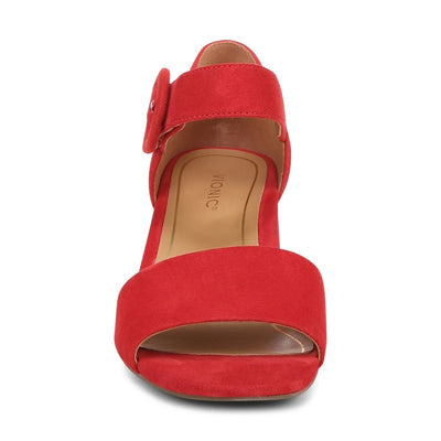 Chardonnay Hook and Loop Pump in Red Suede Leather CLOSEOUTS