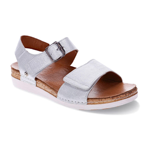 Georgia Tri Strap Adjustable Sandal in White Linen