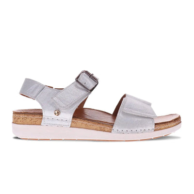 Georgia Tri Strap Adjustable Sandal in White Linen CLOSEOUTS