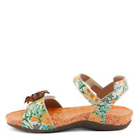 Gladystee Leather Ankle Strap in Orange Multi