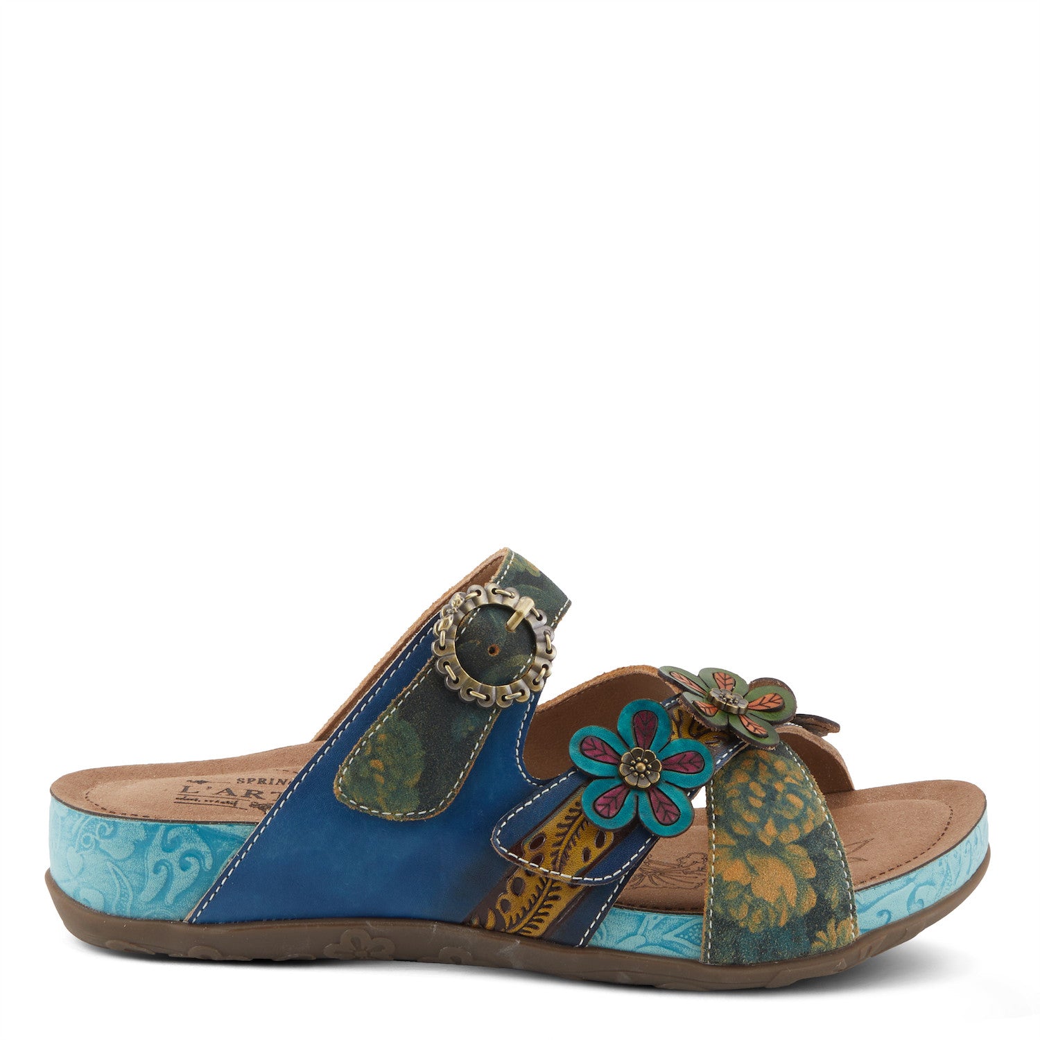 Caelana Flowery Mule Slide in Blue Multi