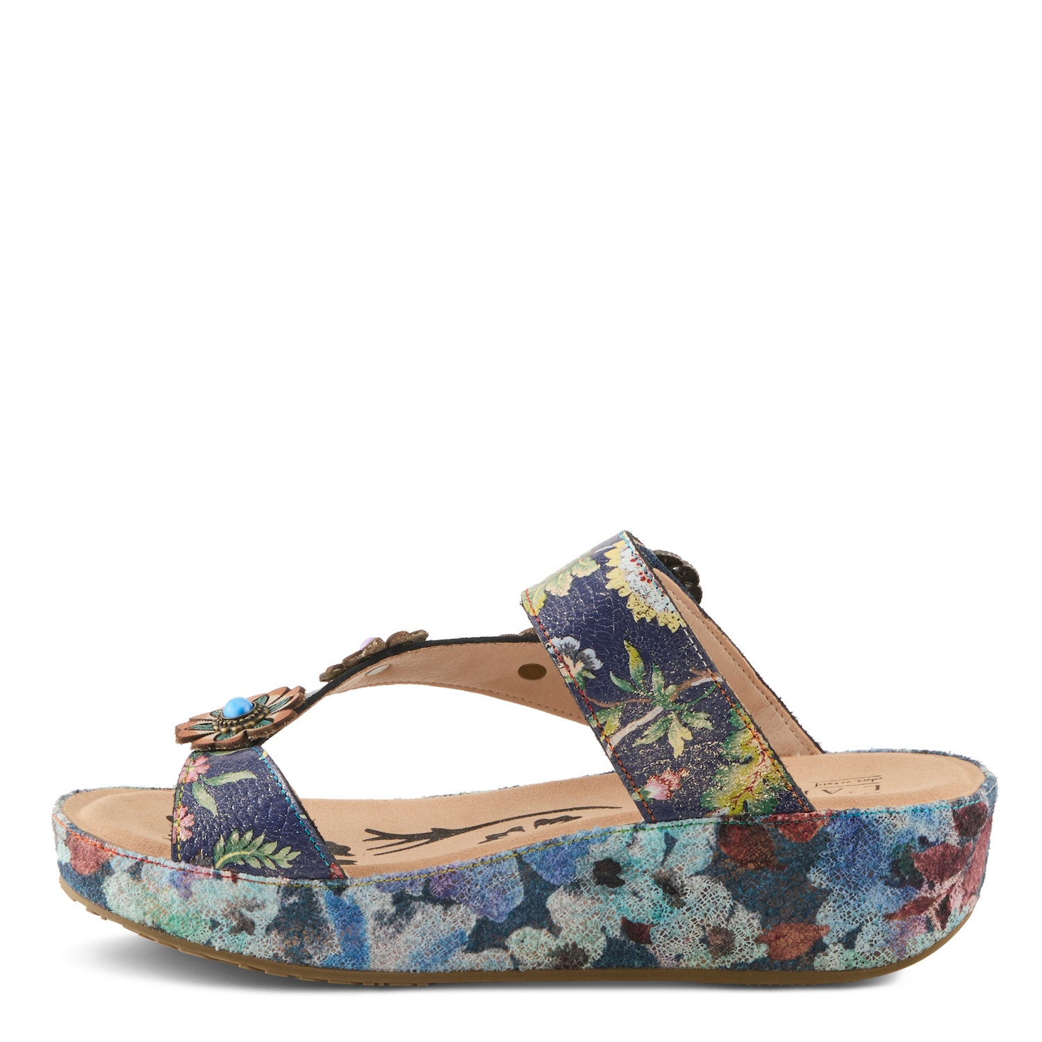 Blissbloom Blooming Wedge Sandal in Navy Multi