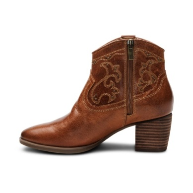 Reagan Ankle Leather Boot in Cognac