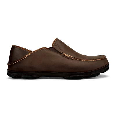 Moloa Men's Leather Slide-On Shoe in Dark Wood and Dark Java