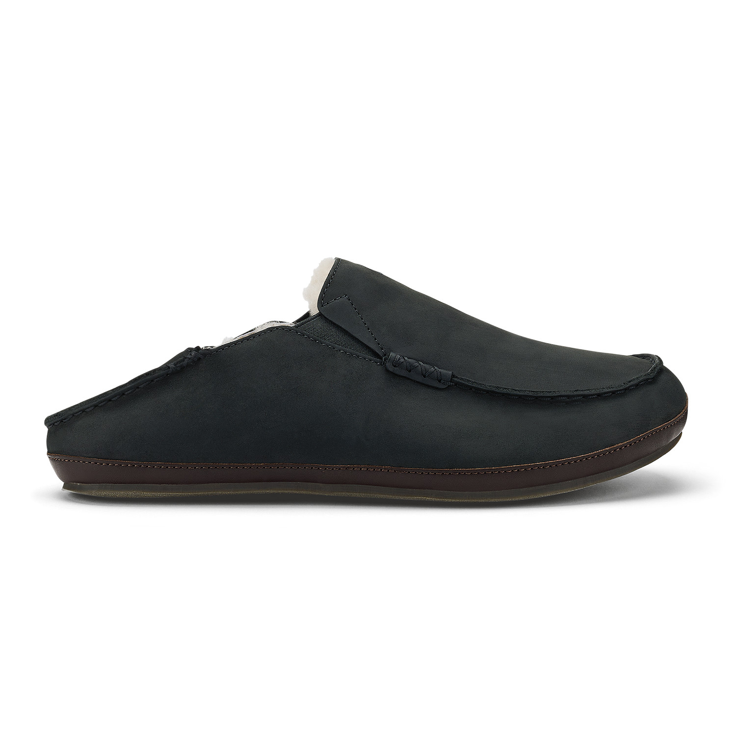 Moloa Men's Premium Leather Slipper in Black and Dark Java