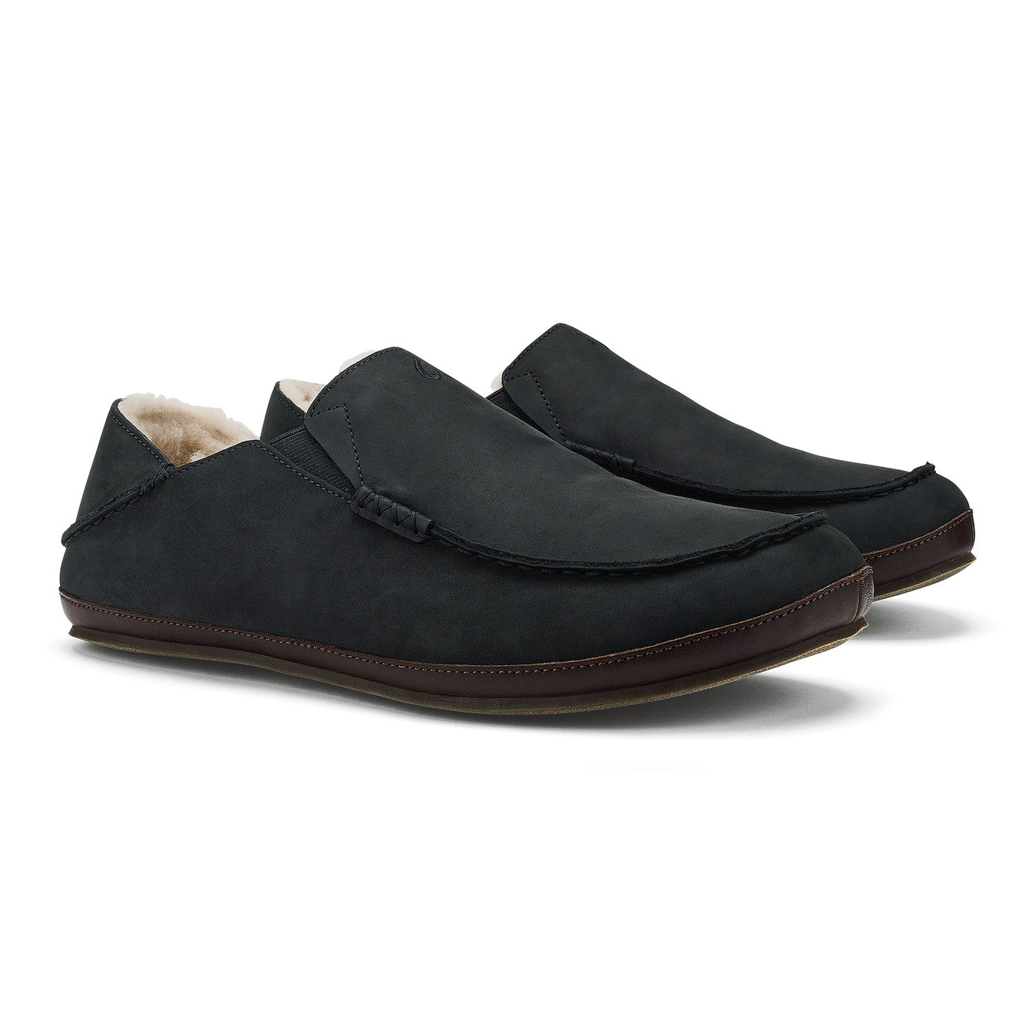 Moloa Men's Premium Leather Slipper in Black and Dark Java