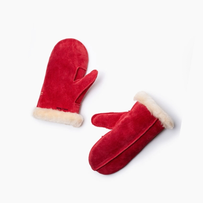 Sheepskin Mittens in Red