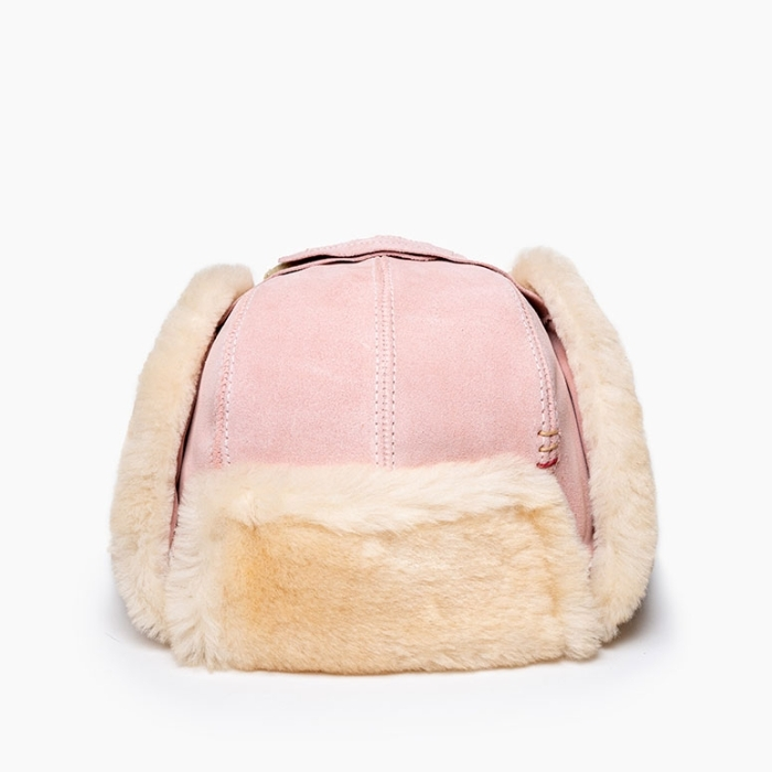 Sheepskin Bomber Hat in Pink Blush