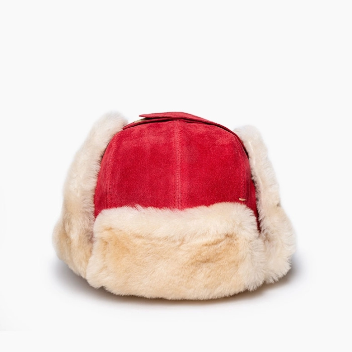 Sheepskin Bomber Hat in Red