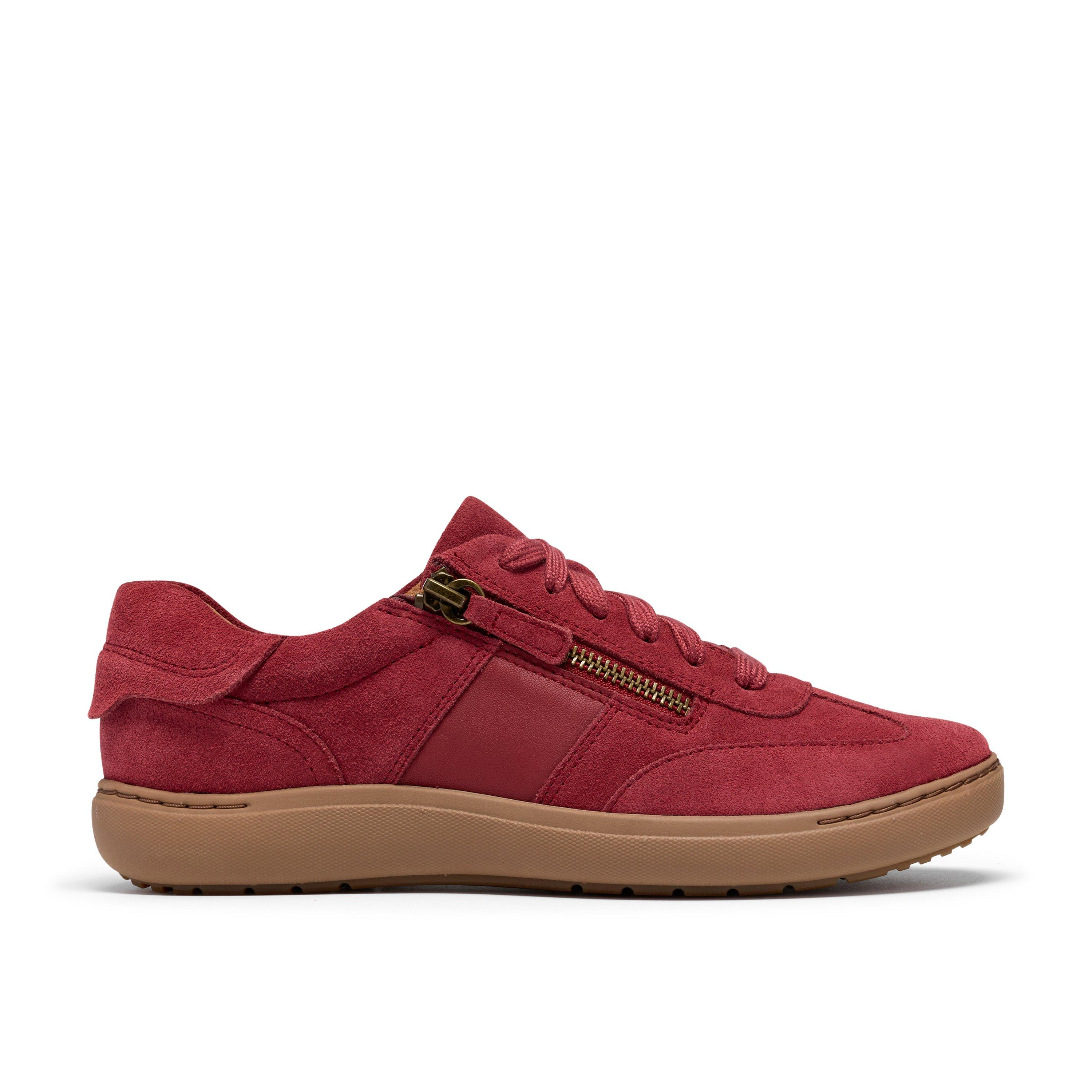 Nalle Lightweight Zip Sneaker in Red Suede