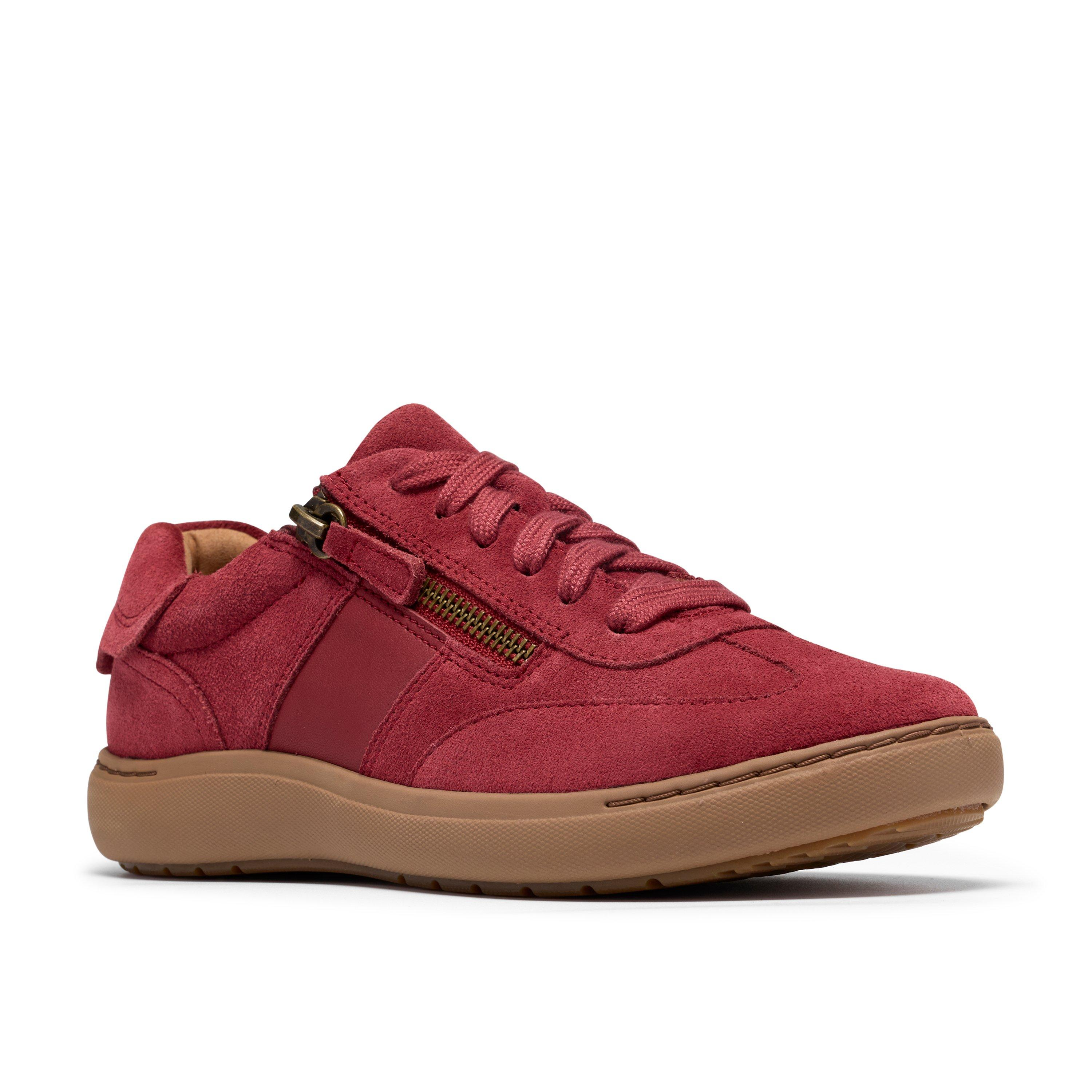 Nalle Lightweight Zip Sneaker in Red Suede