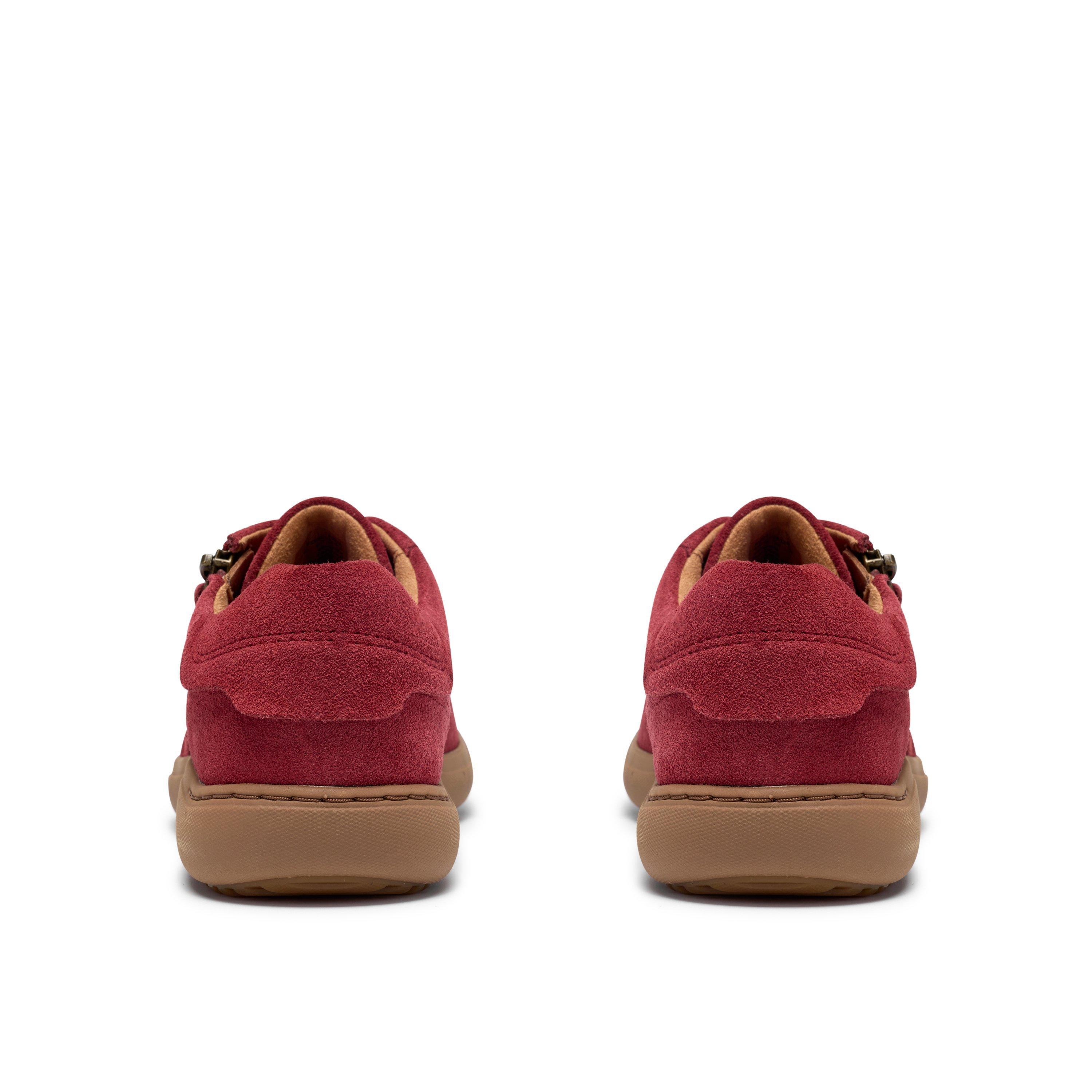 Nalle Lightweight Zip Sneaker in Red Suede