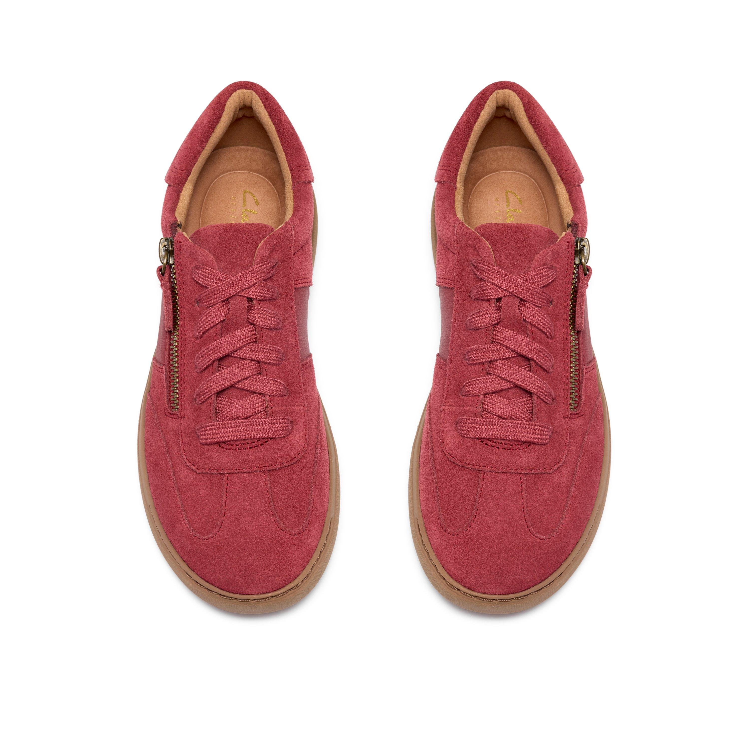 Nalle Lightweight Zip Sneaker in Red Suede