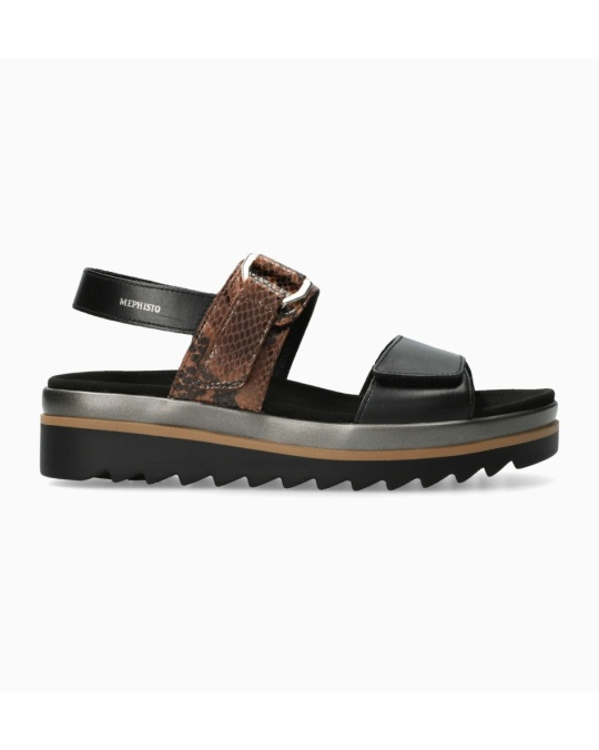Dakota Casual Buckle Platform Sandal in Black Boa
