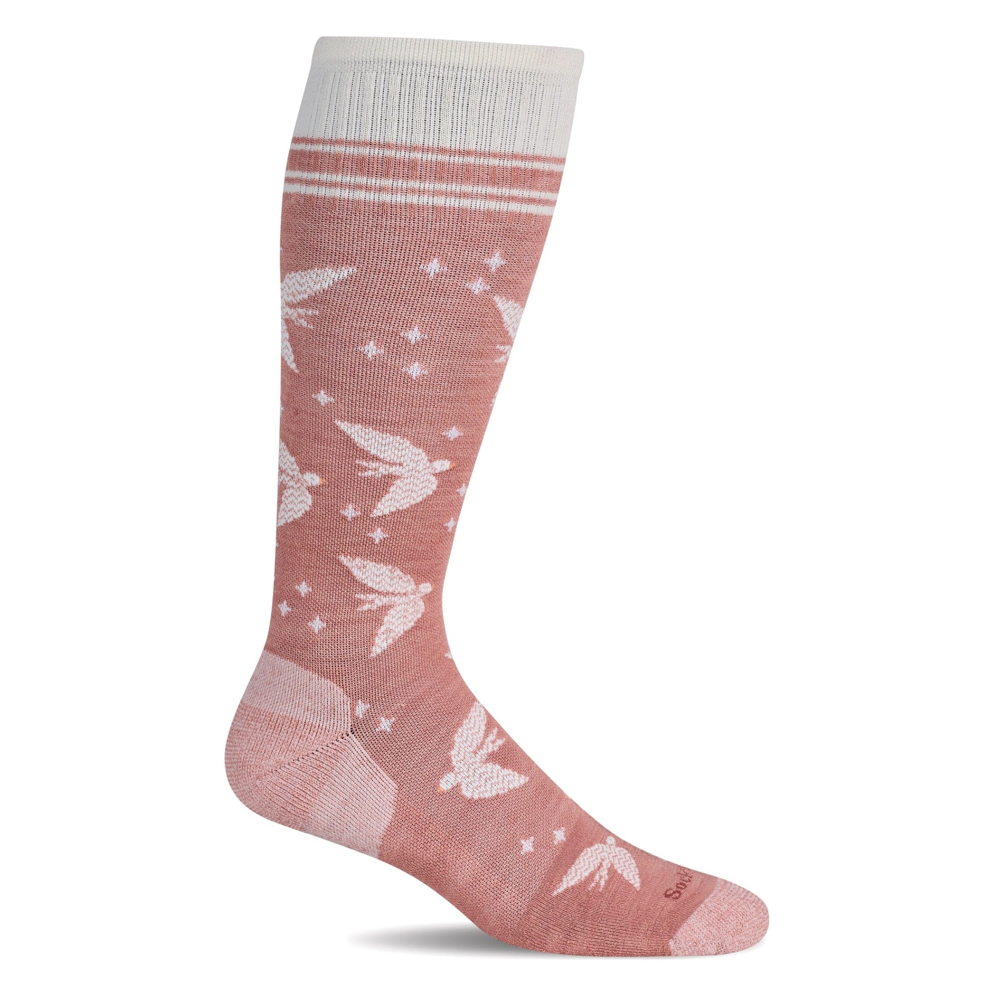 Love Dove Moderate Graduated Compression Sock Wide Calf Fit in Pink Clay