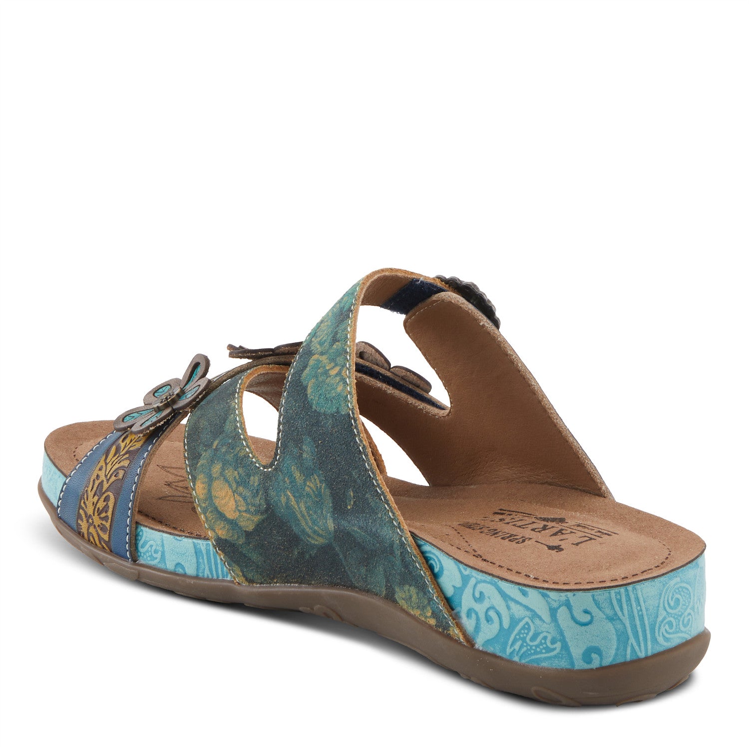 Caelana Flowery Mule Slide in Blue Multi