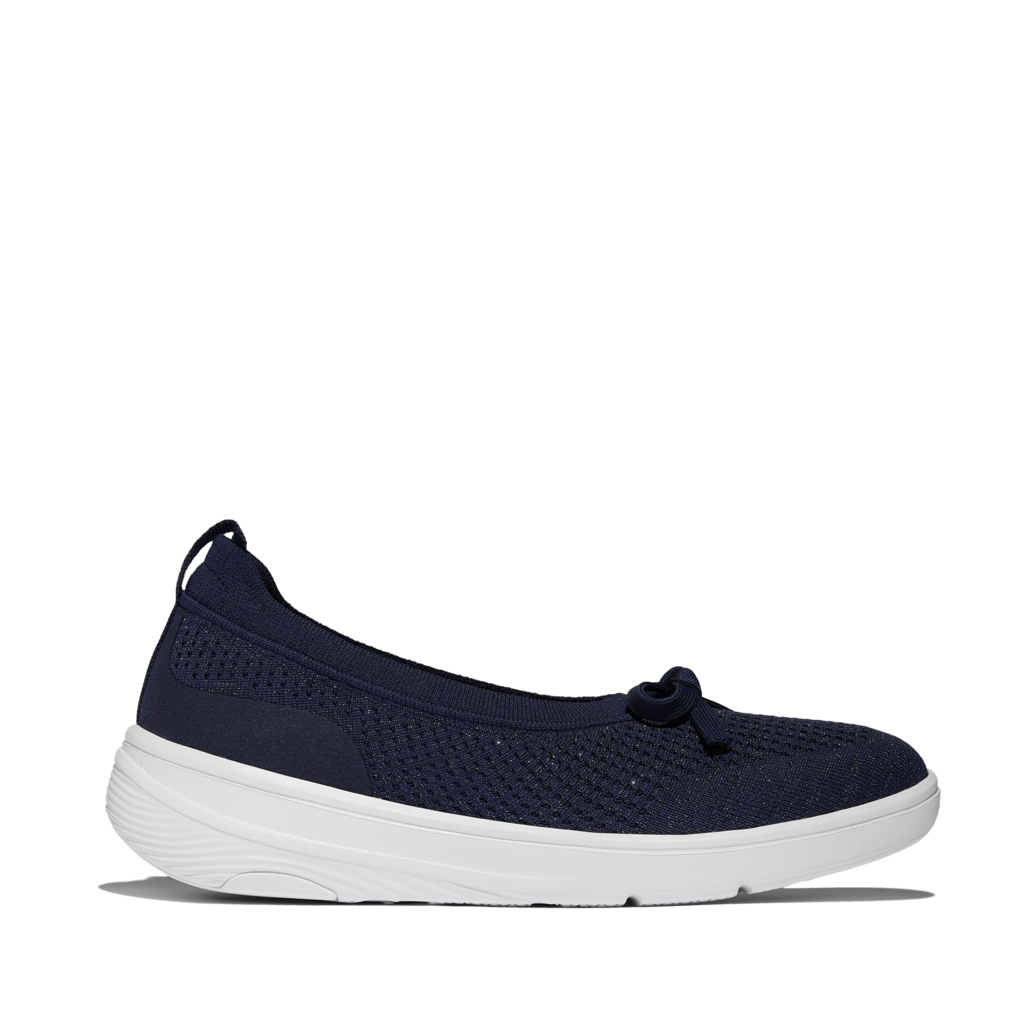 Super-Q Knit Ballet Flats Mary Jane in Metallic Midnight Navy