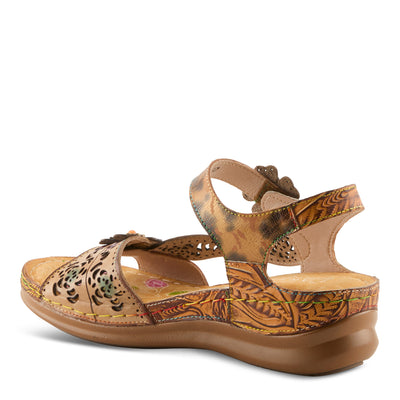 Script Enchanting Backstrap Sandal in Tan Multi