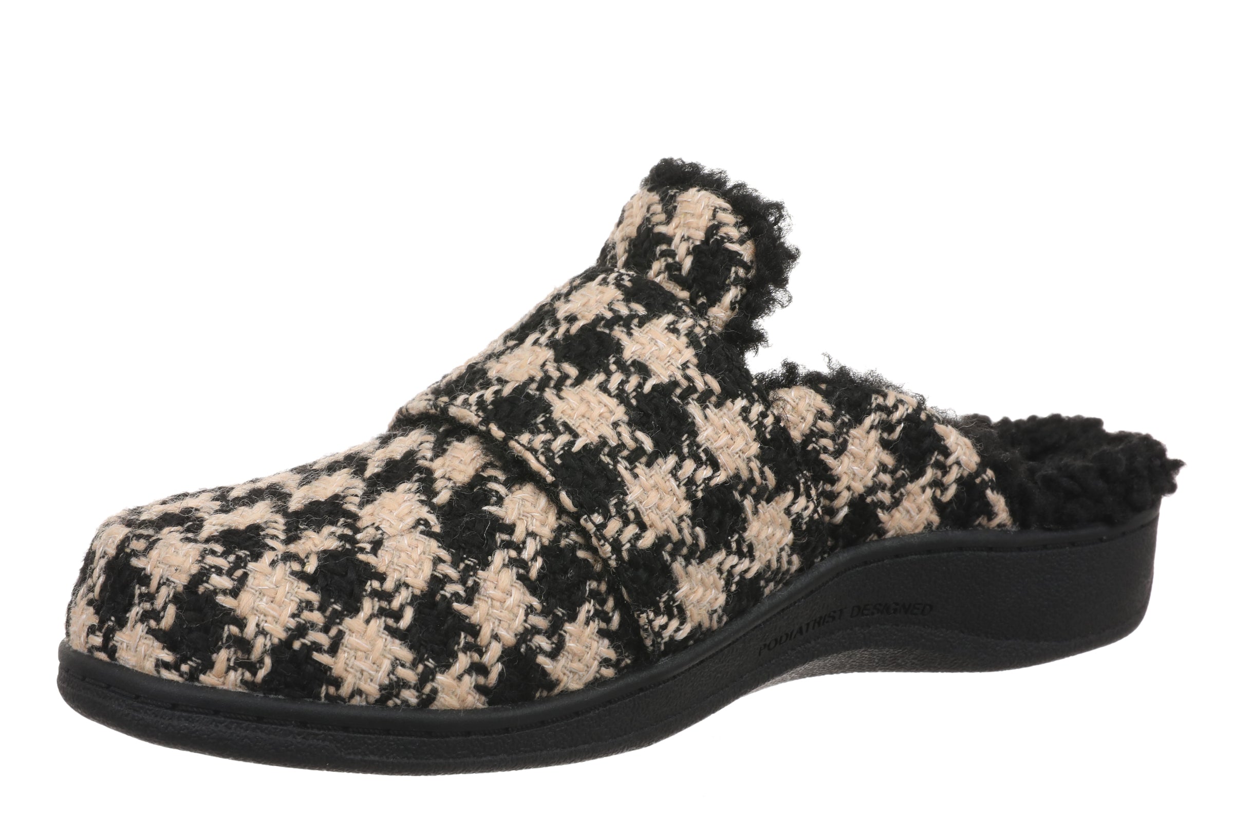 Gemma II Flannel Cloth Slipper in Black/ White