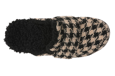 Gemma II Flannel Cloth Slipper in Black/ White