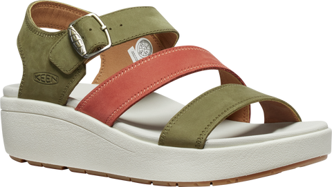 Ellecity Wedge Walking Sandal in Martini Olive/Baked Clay