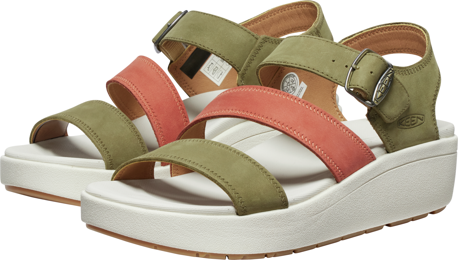 Ellecity Wedge Walking Sandal in Martini Olive/Baked Clay