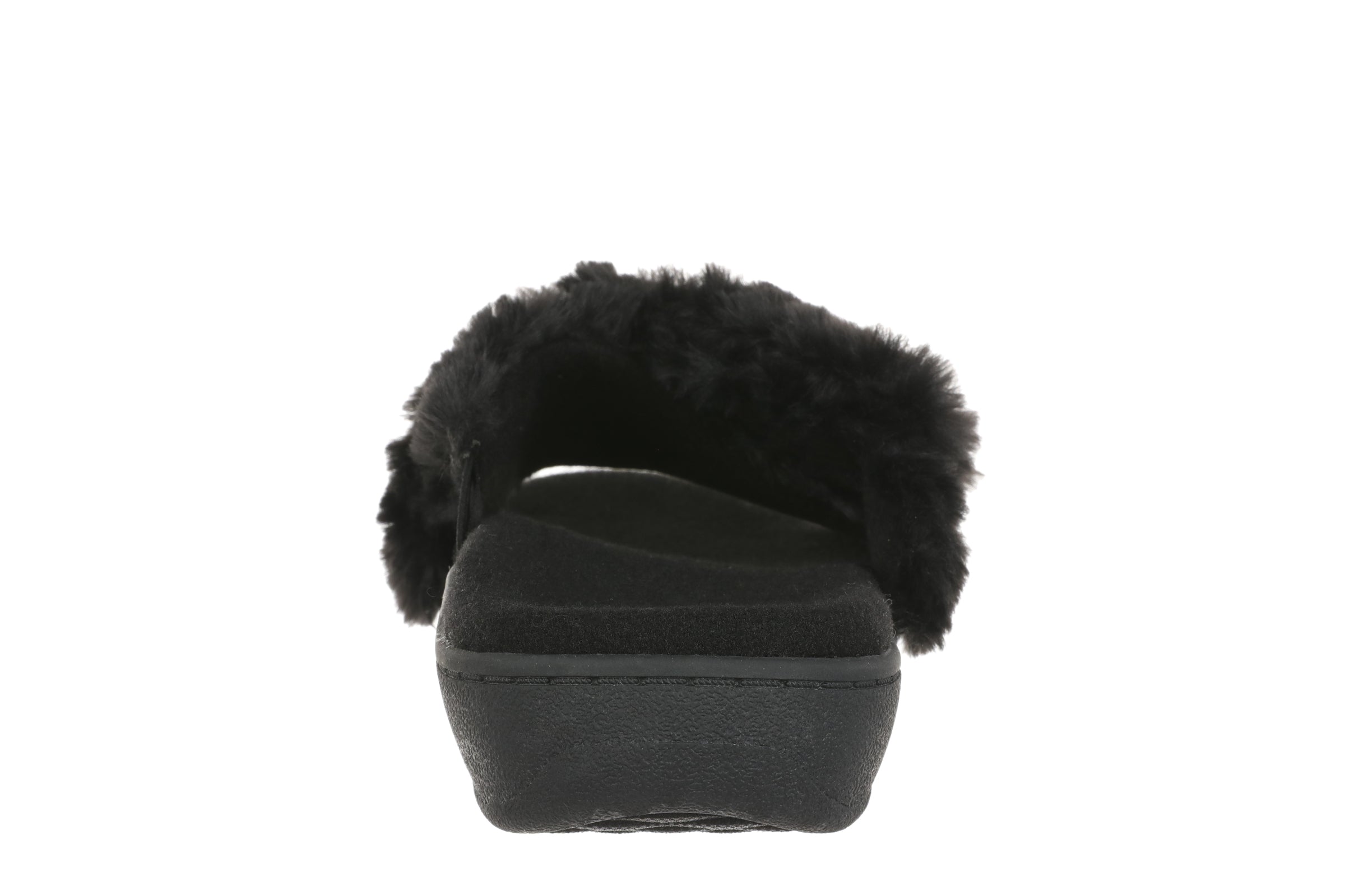 Relax II Open-Toe Slipper in Black Sherpa