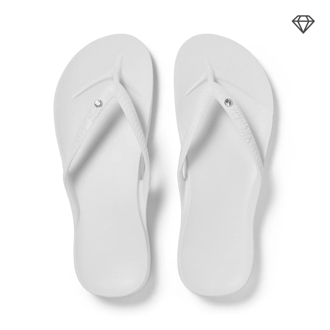 Archies Arch Support Flip Flops in Crystal White