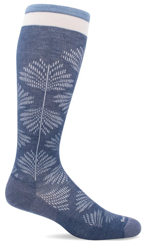 Full Floral Moderated Graduated Compression Socks in Denim