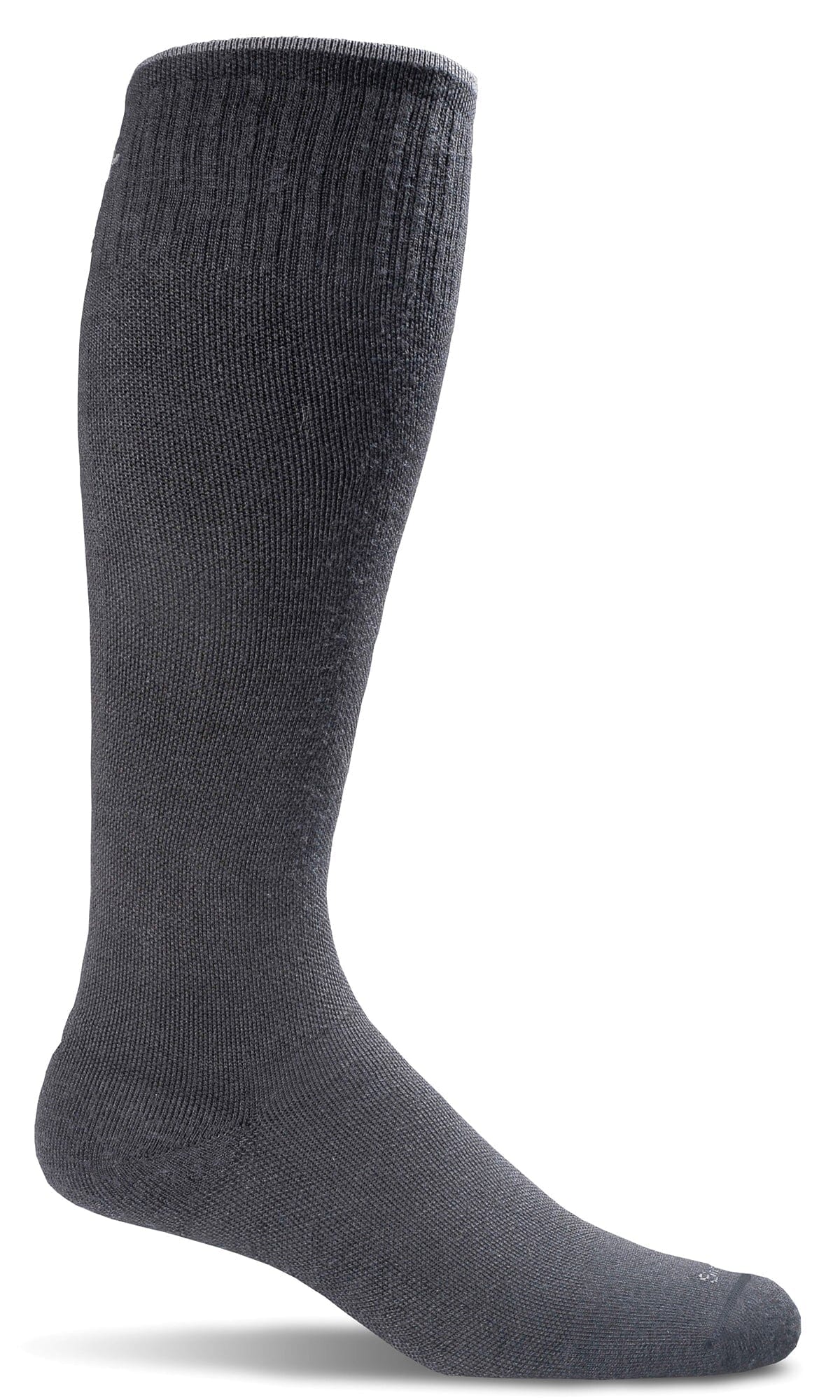 Full Floral Moderated Graduated Compression Wide Calf Fit Sock in Black Solid