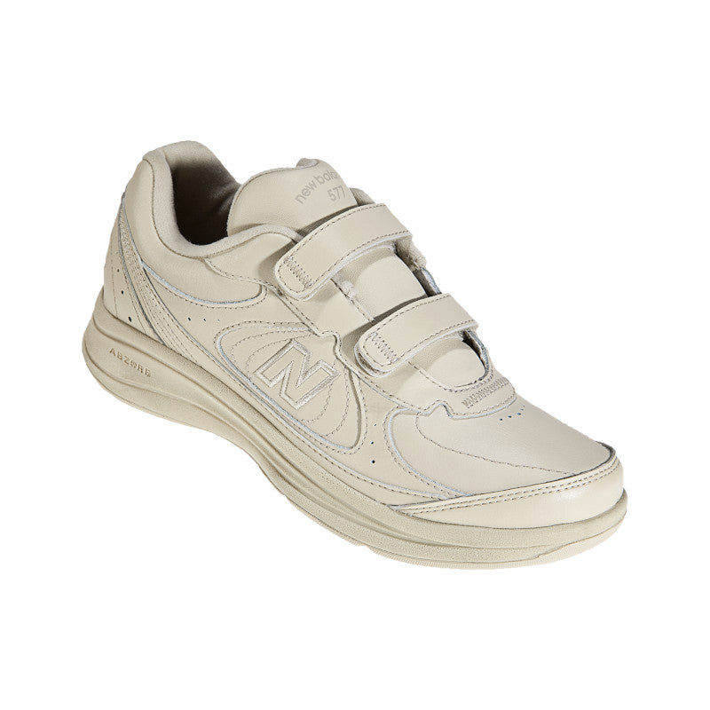 Women's Walking 577 Black Hook and Loop Shoe in Bone