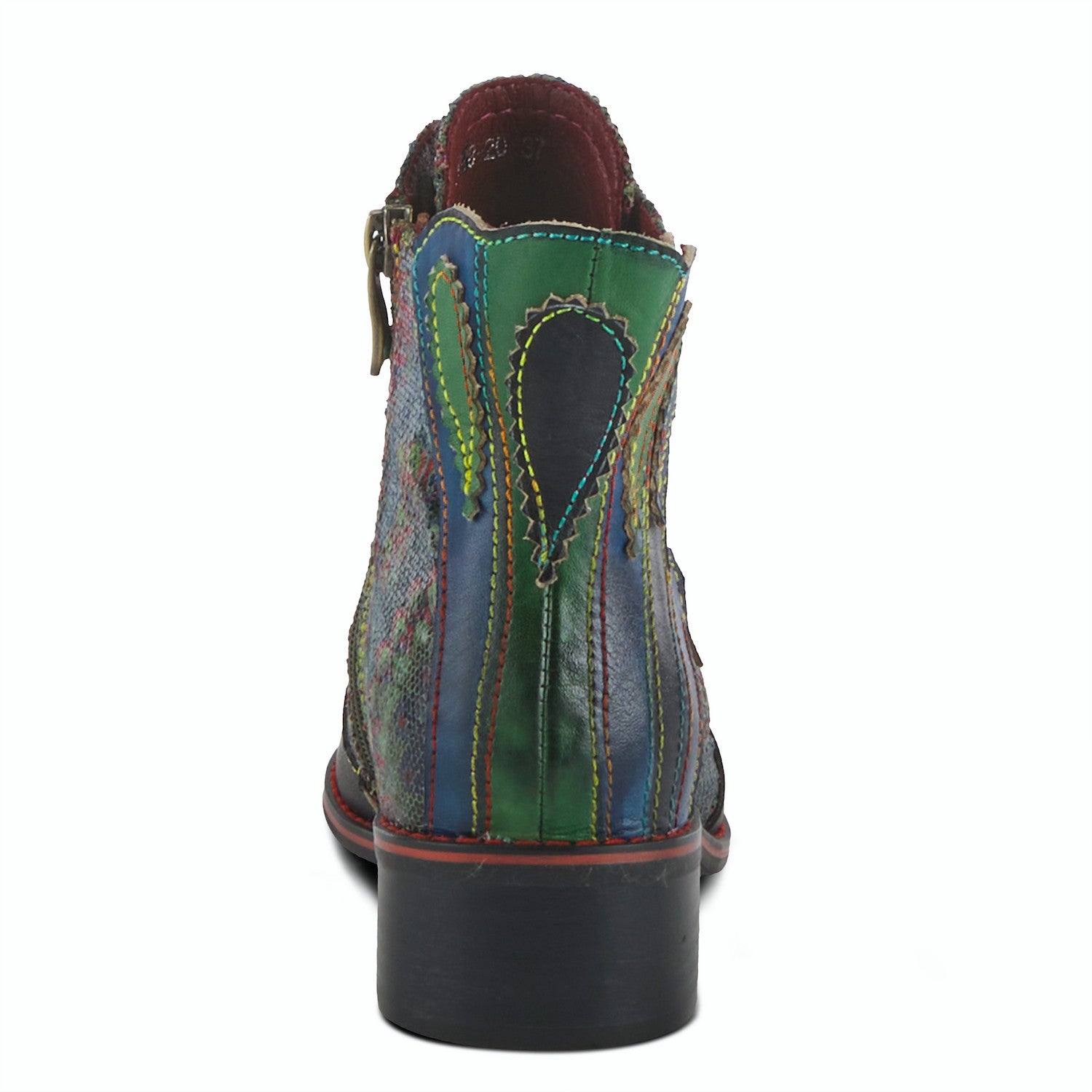 Benatar Rainbow Stitched Leather Zipper Boot in Black Multi