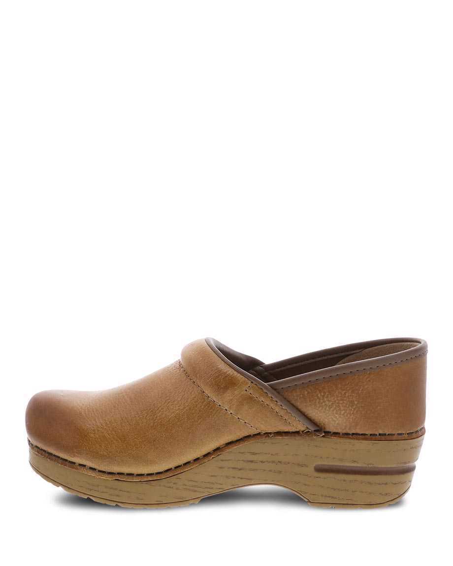 The Professional Clog in Distressed Honey Leather