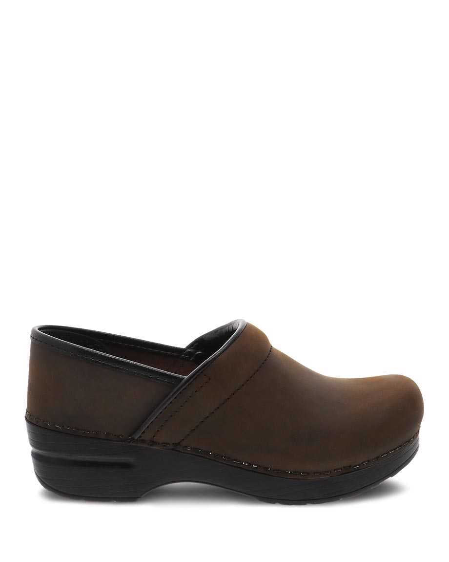 The Professional Wide Clog in Antique Brown Leather