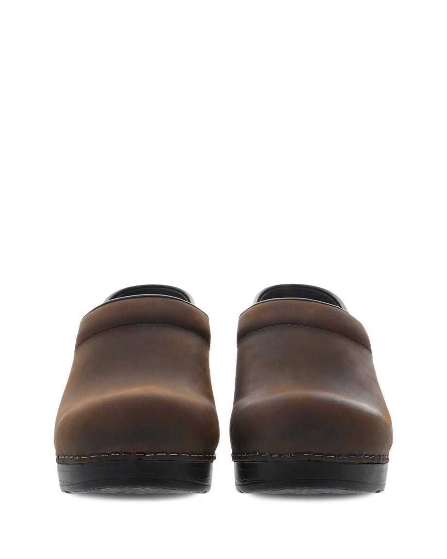 The Professional Wide Clog in Antique Brown Leather