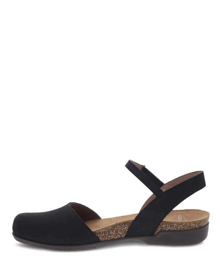 Rowan Closed Toe Sandal in Black Nubuck