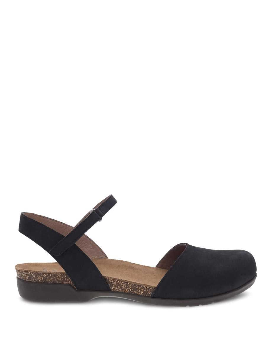 Rowan Closed Toe Sandal in Black Nubuck