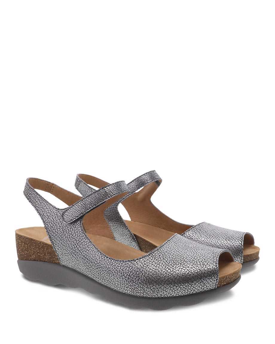 Marcy Peep Toe Walking Sandal in Pewter