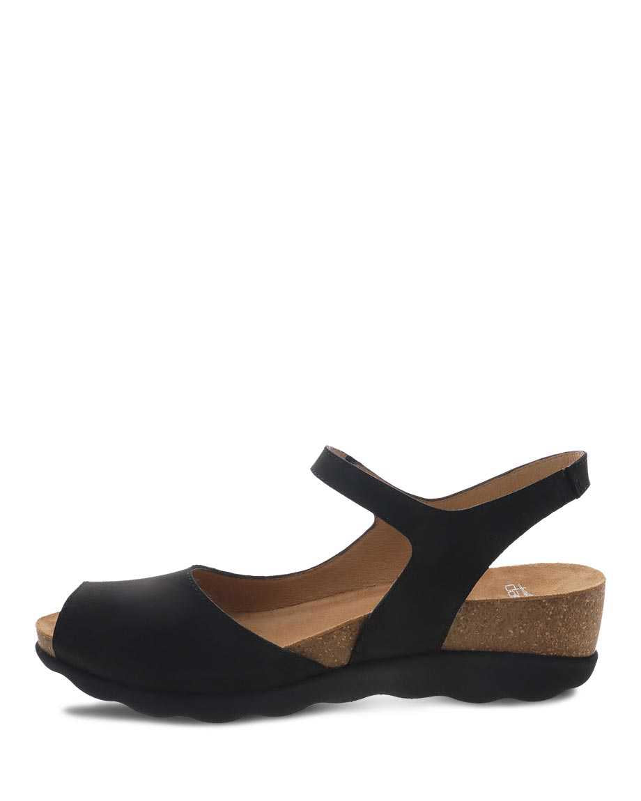 Marcy Peep Toe Walking Sandal in Black