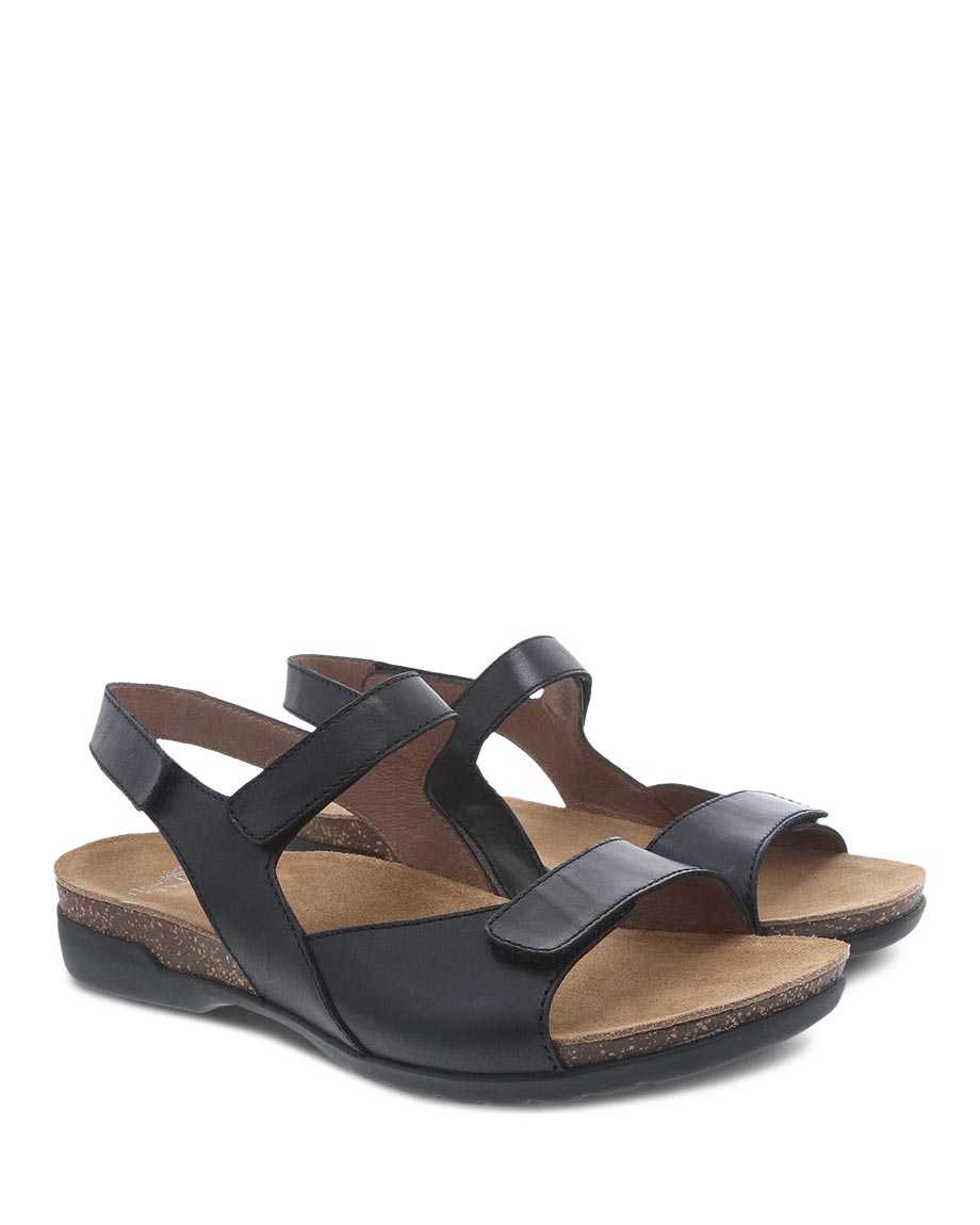 Ronda Waxy Burnished Sandal in Black CLOSEOUTS