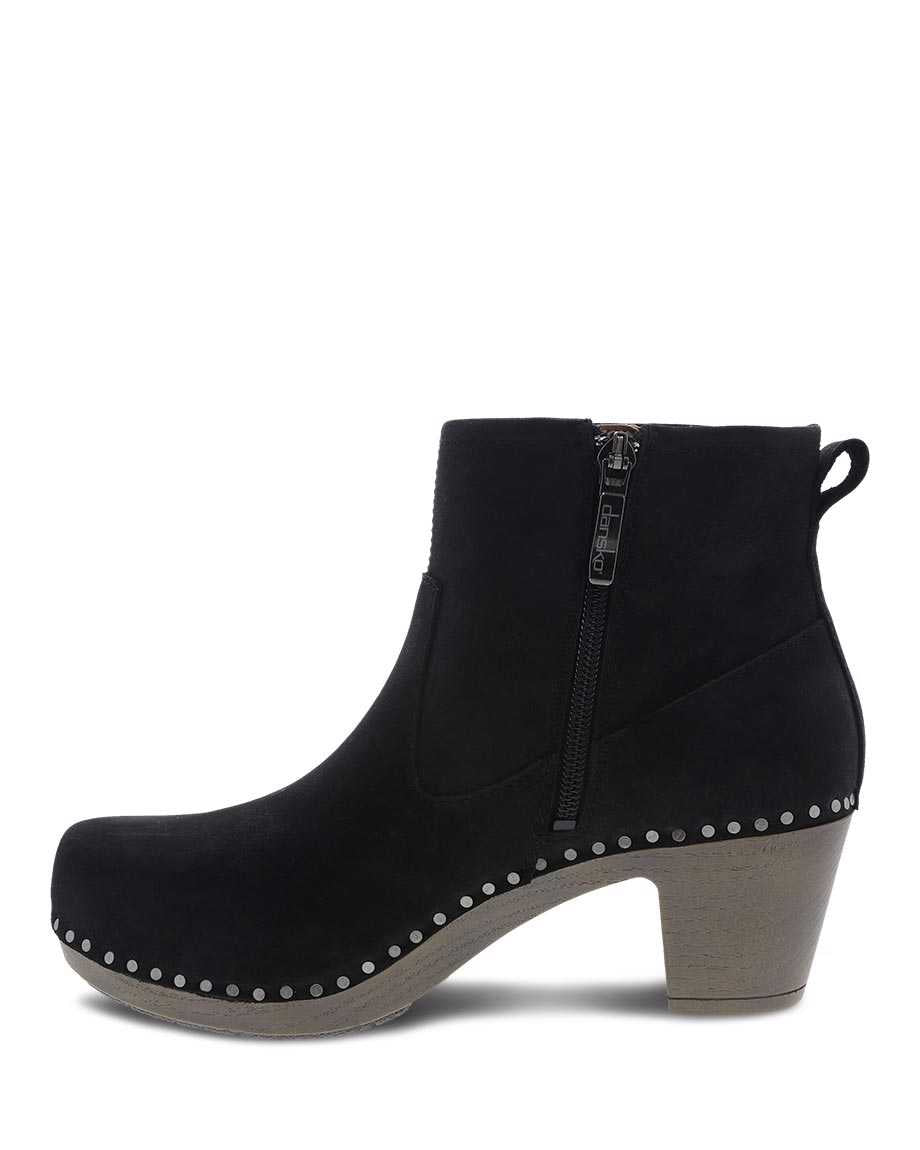 Sarah Milled Nubuck Boot in Black