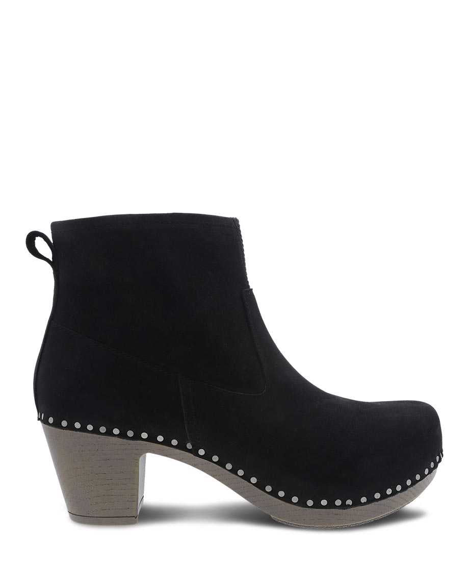 Sarah Milled Nubuck Boot in Black